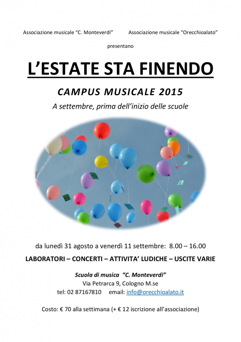 CAMPUS MUSICALE L'ESTATE STA FINENDO 2015 locandina-001
